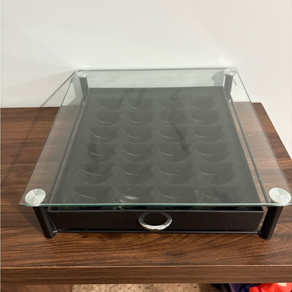 Nespresso Glass Stand with Drawer for Pods
